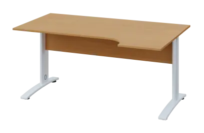 CRK 28 - 164 stůl kancelářský, rohový, pravý, kovová podnož bílá, deska 25 mm, široký 1600 mm, buk r